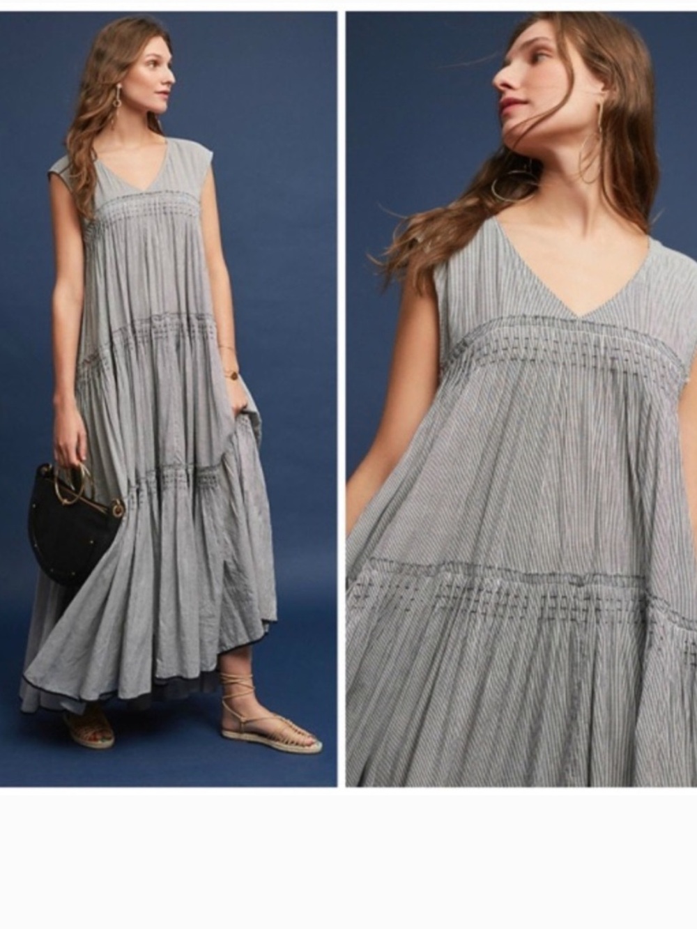 Urvashi Kaur for Anthropologie striped cotton maxi dress